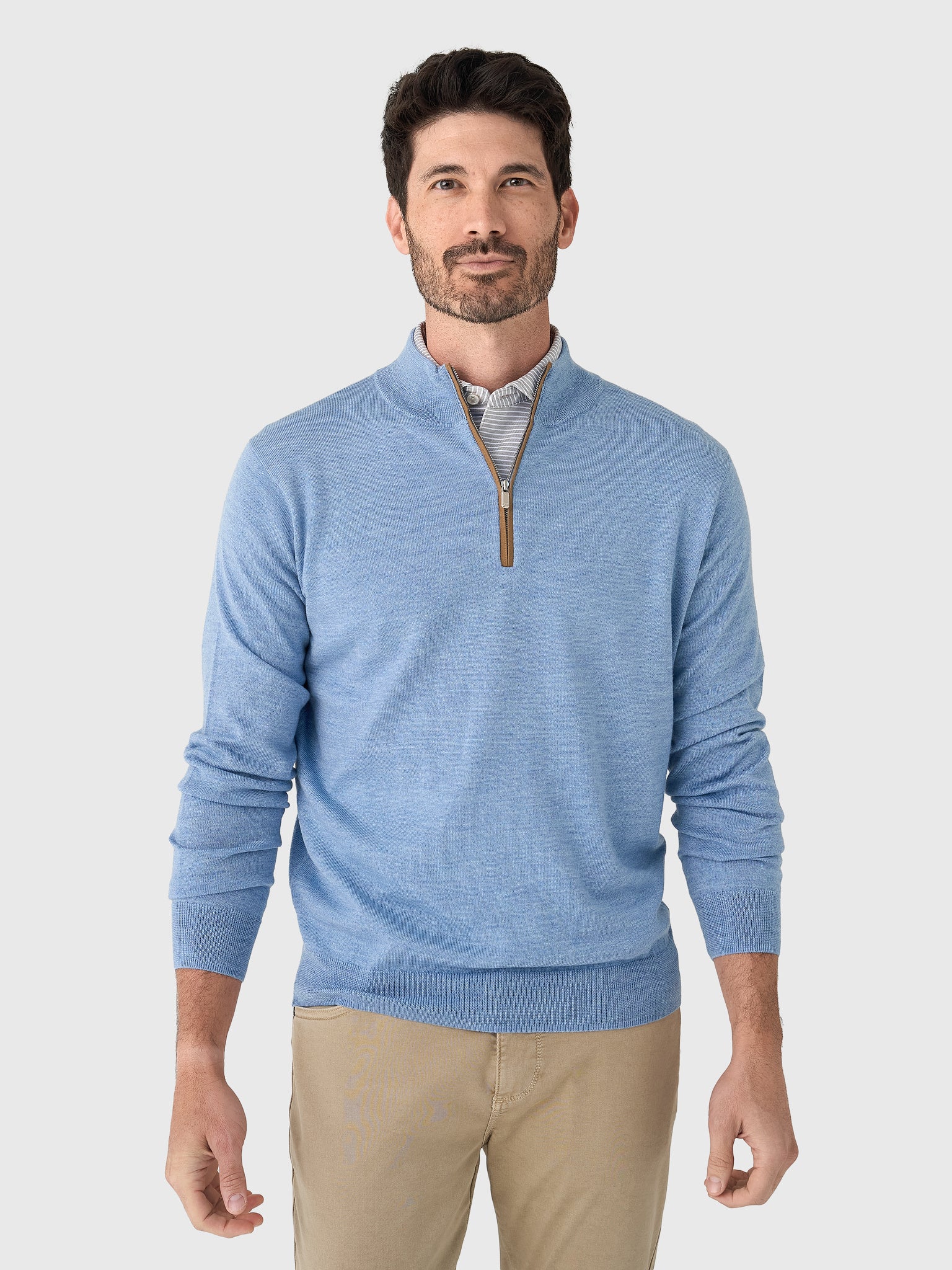 Peter Millar Crown Men's Autumn Crest Suede Trim Quarter-Zip - Saint Bernard