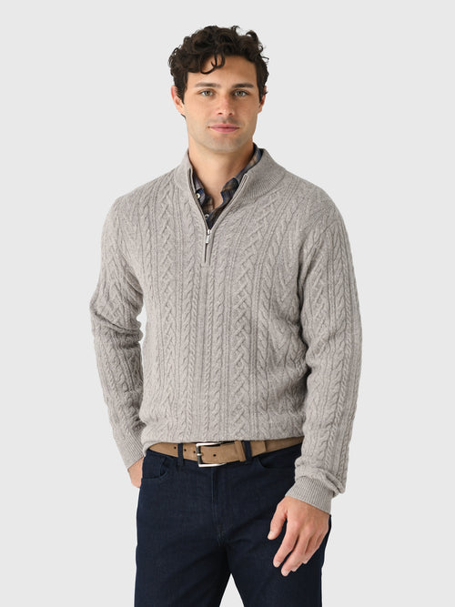 Peter Millar Crown Men's Crescent Ridge Cable Quarter-Zip Sweater