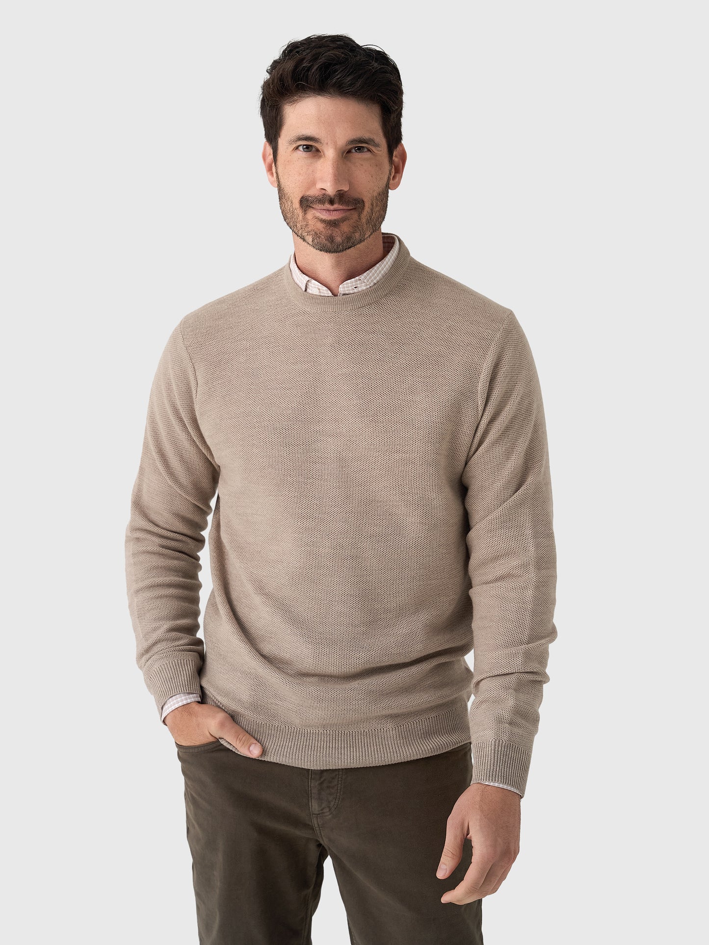 Peter Millar Crown Men's Autumn Crest Honeycomb Crewneck Sweater - Saint Bernard