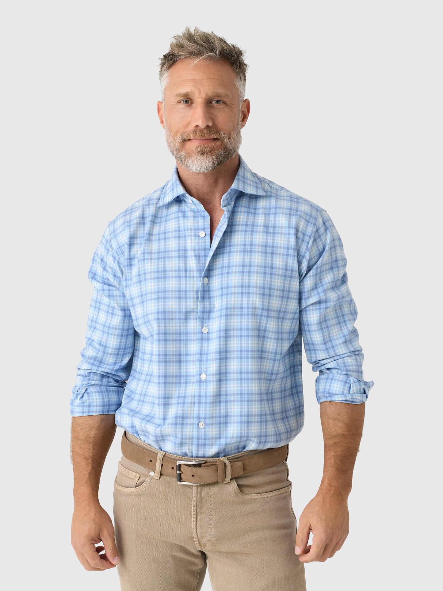 Peter Millar Crown Men's Bar Harbor Performance Flannel Sport Shirt - Saint Bernard