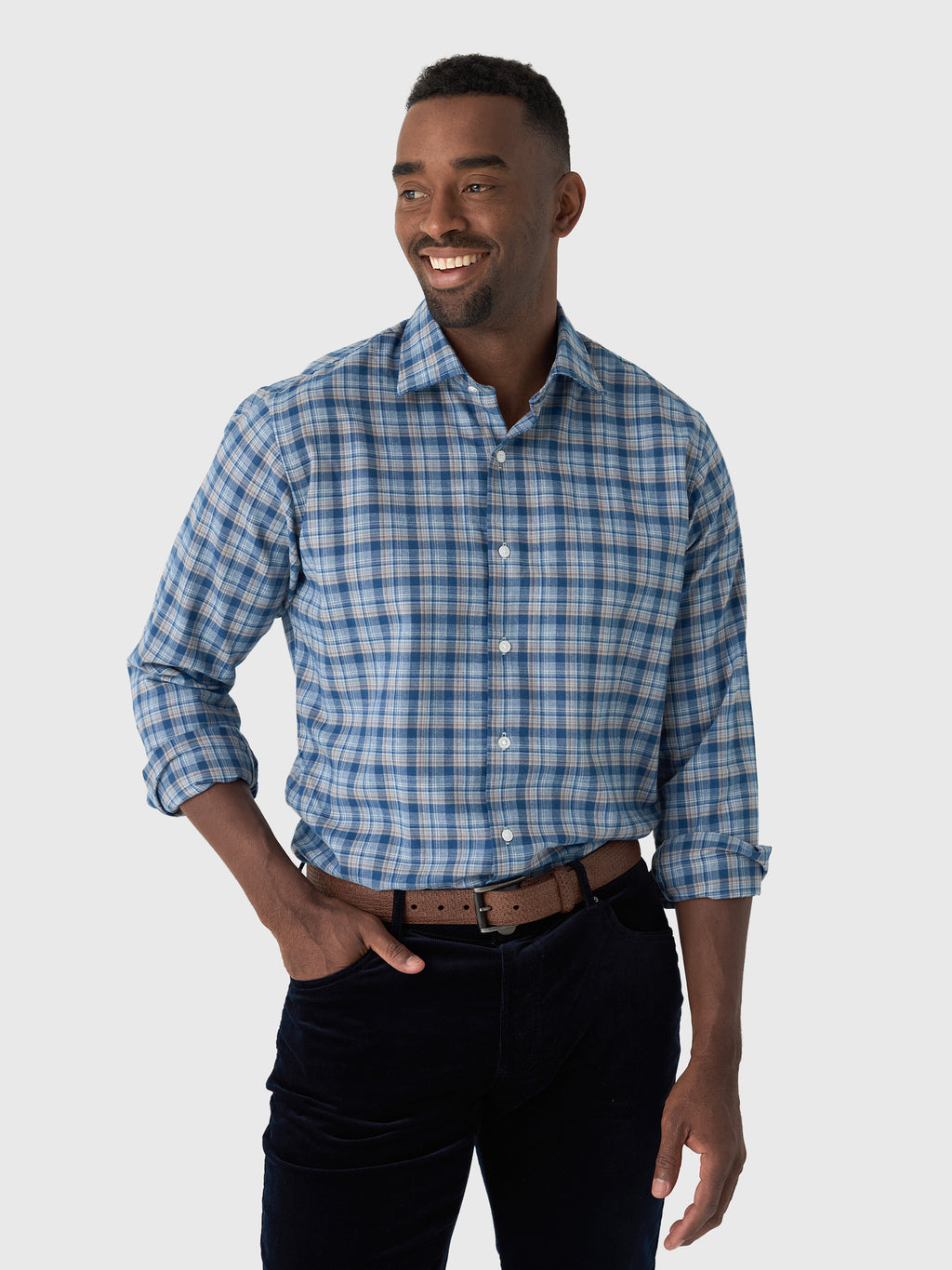 Peter Millar Crown Men's Whitecap Performance Flannel Sport Shirt - Saint Bernard