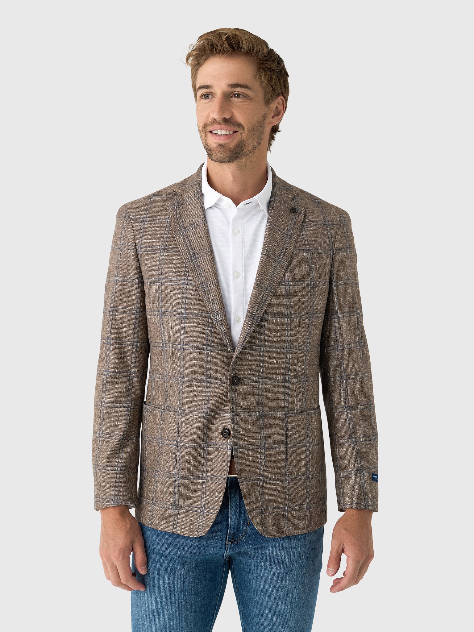 Peter Millar Crown Crafted Men's Leroy Windowpane Soft Jacket - Saint Bernard