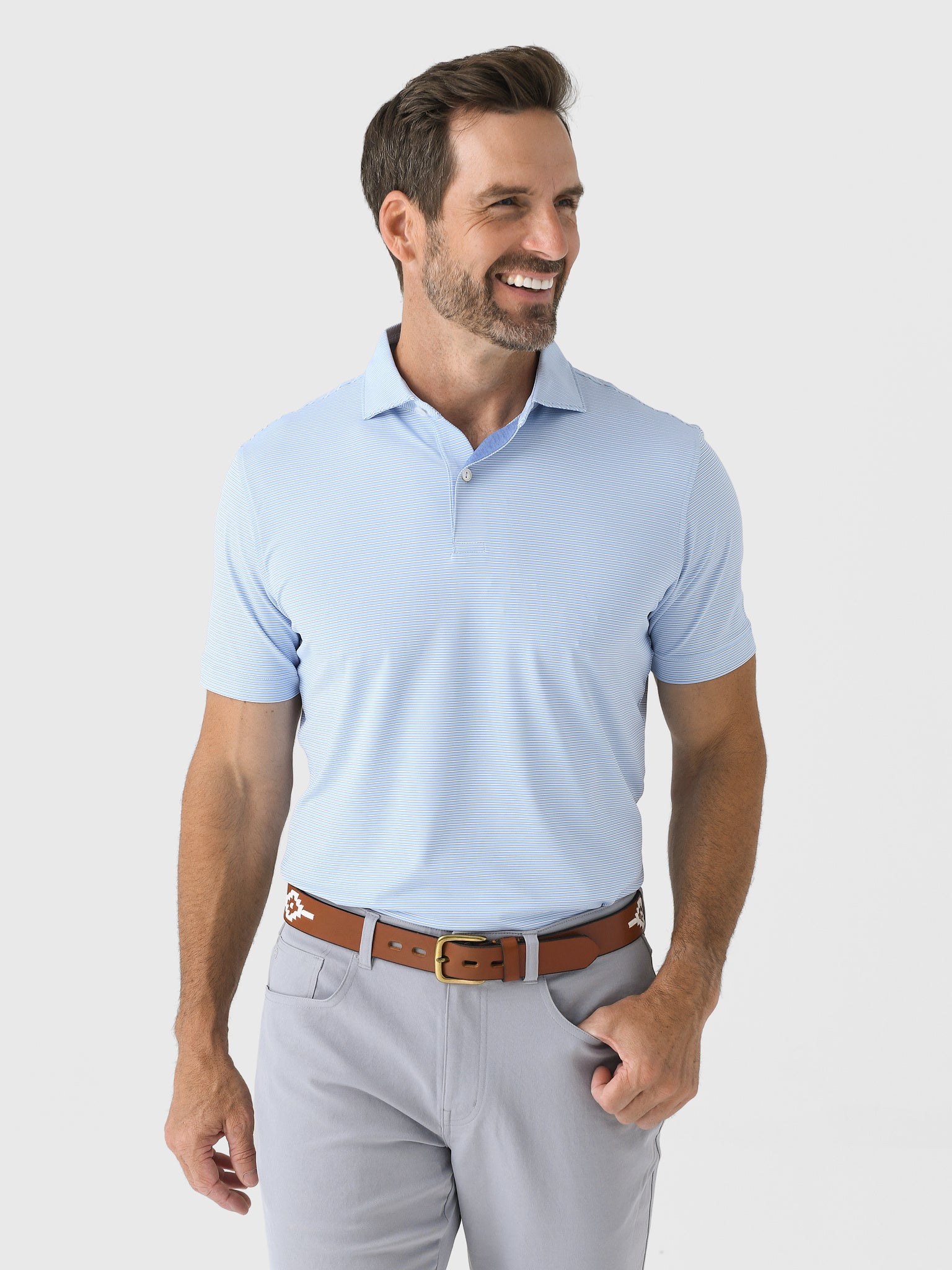 Peter Millar Crown Crafted Men's Ambrose Performance Jersey Polo - Saint Bernard