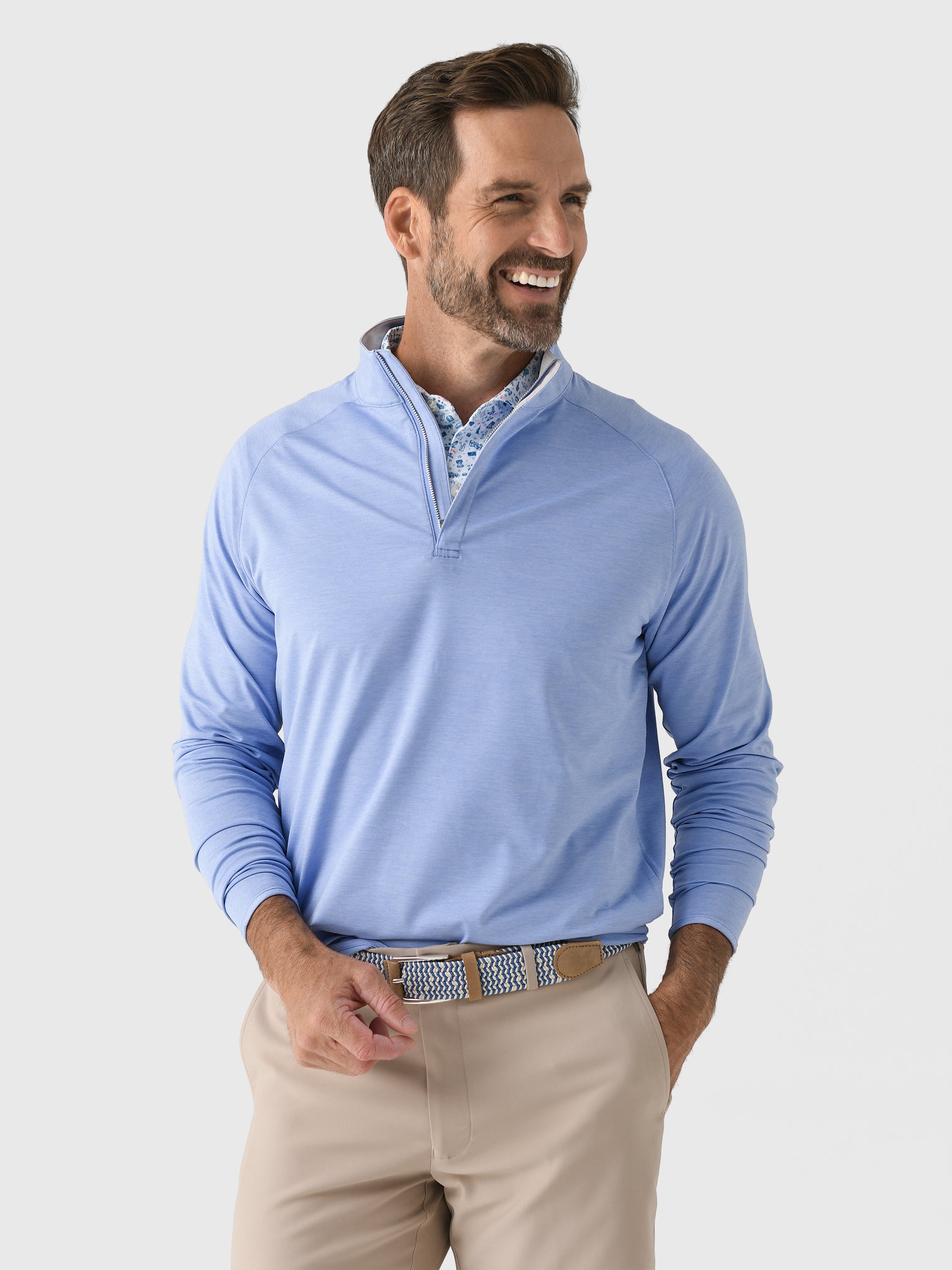 Peter Millar Crown Crafted Men's Stealth Performance Quarter-Zip - Saint Bernard