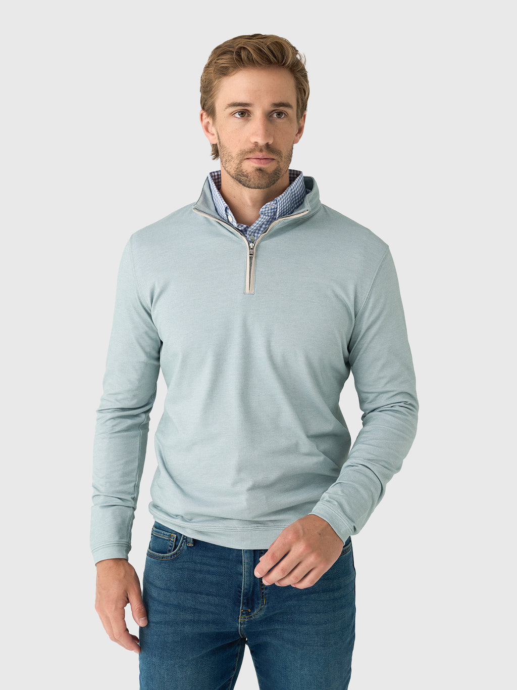 Peter Millar Crown Crafted Men's Albatross Cotton-Blend Piqué Quarter-Zip - Saint Bernard