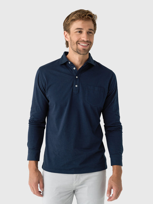 Peter Millar Crown Crafted Men's Amble Long-Sleeve Cotton Cashmere Polo