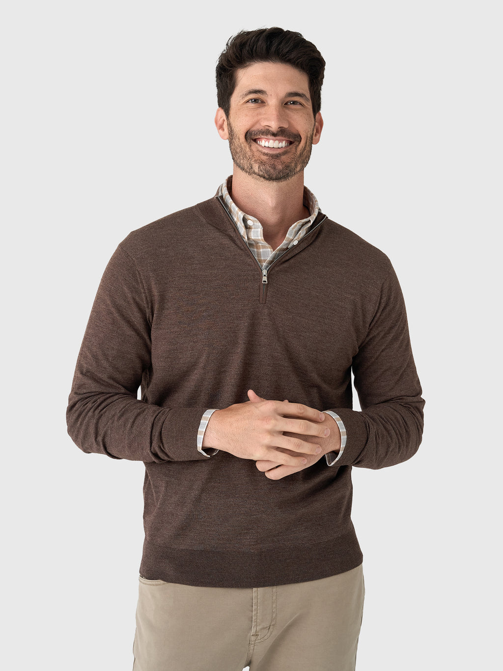 Peter Millar Crown Crafted Men's Excursionist Flex Quarter-Zip Sweater - Saint Bernard