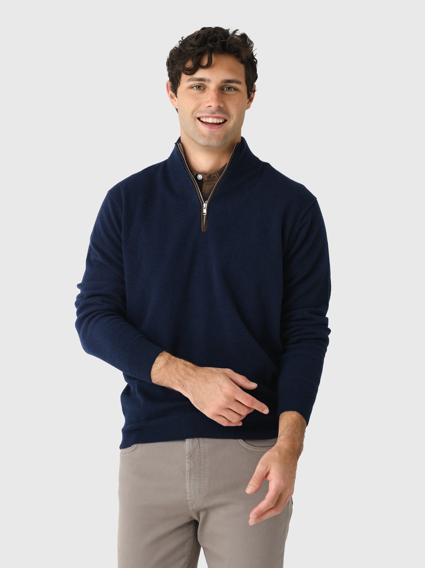 Peter Millar Crown Crafted Men's Artisan Crafted Cashmere Flex Quarter-Zip - Saint Bernard