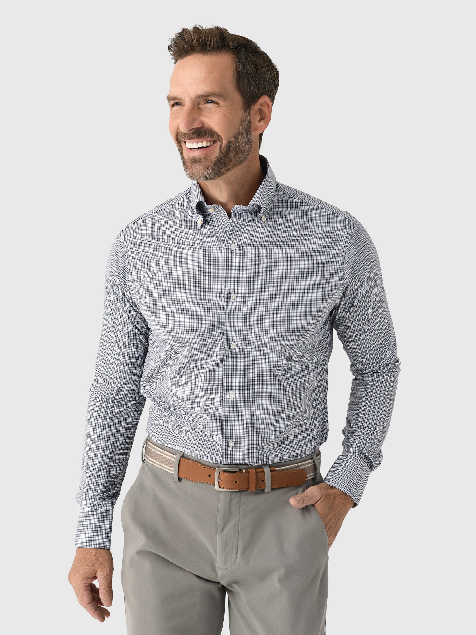 Peter Millar Crown Crafted Men's Porter Performance Poplin Sport Shirt - Saint Bernard