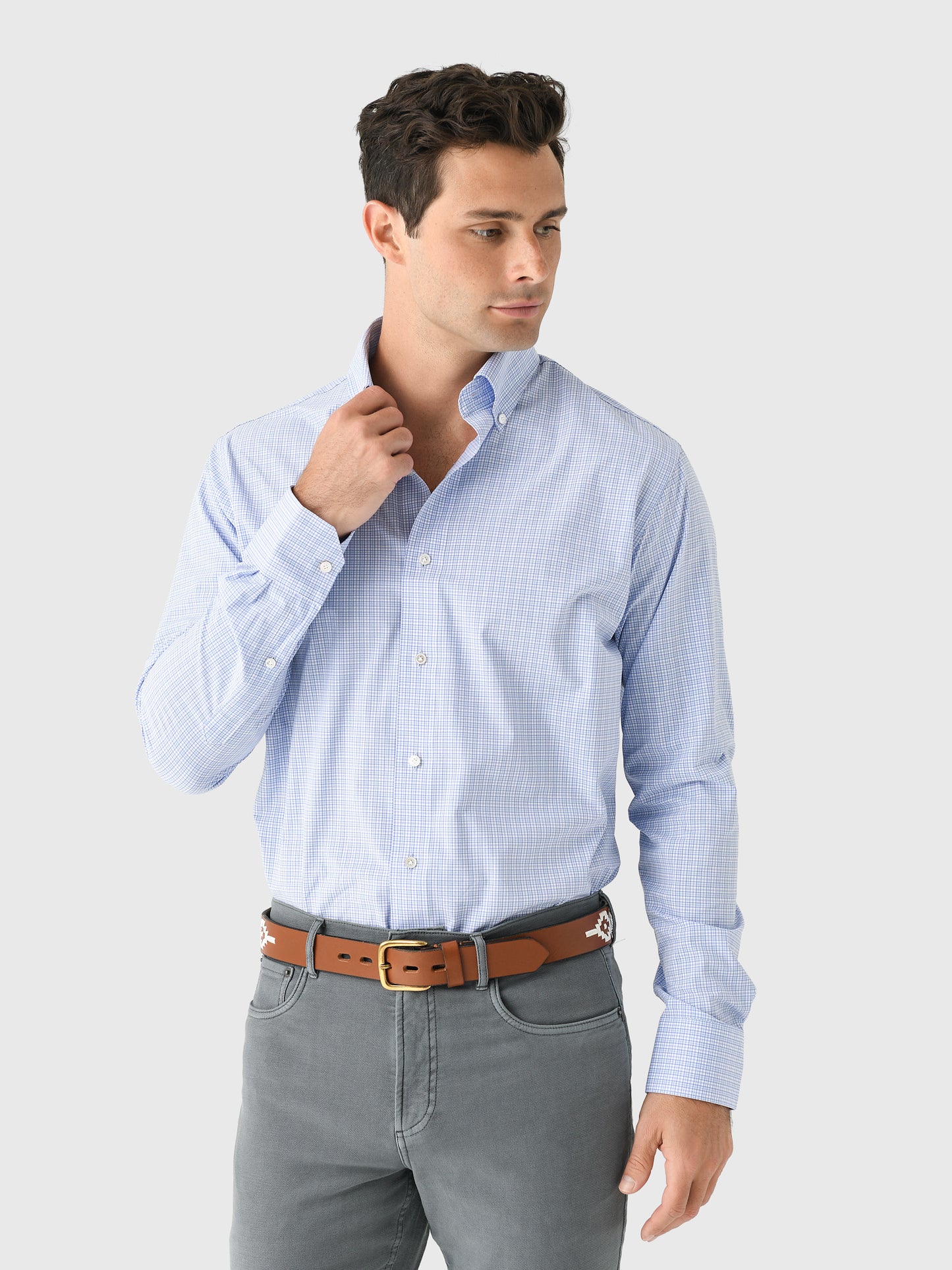 Peter Millar Crown Crafted Men's Porter Performance Poplin Sport Shirt - Saint Bernard