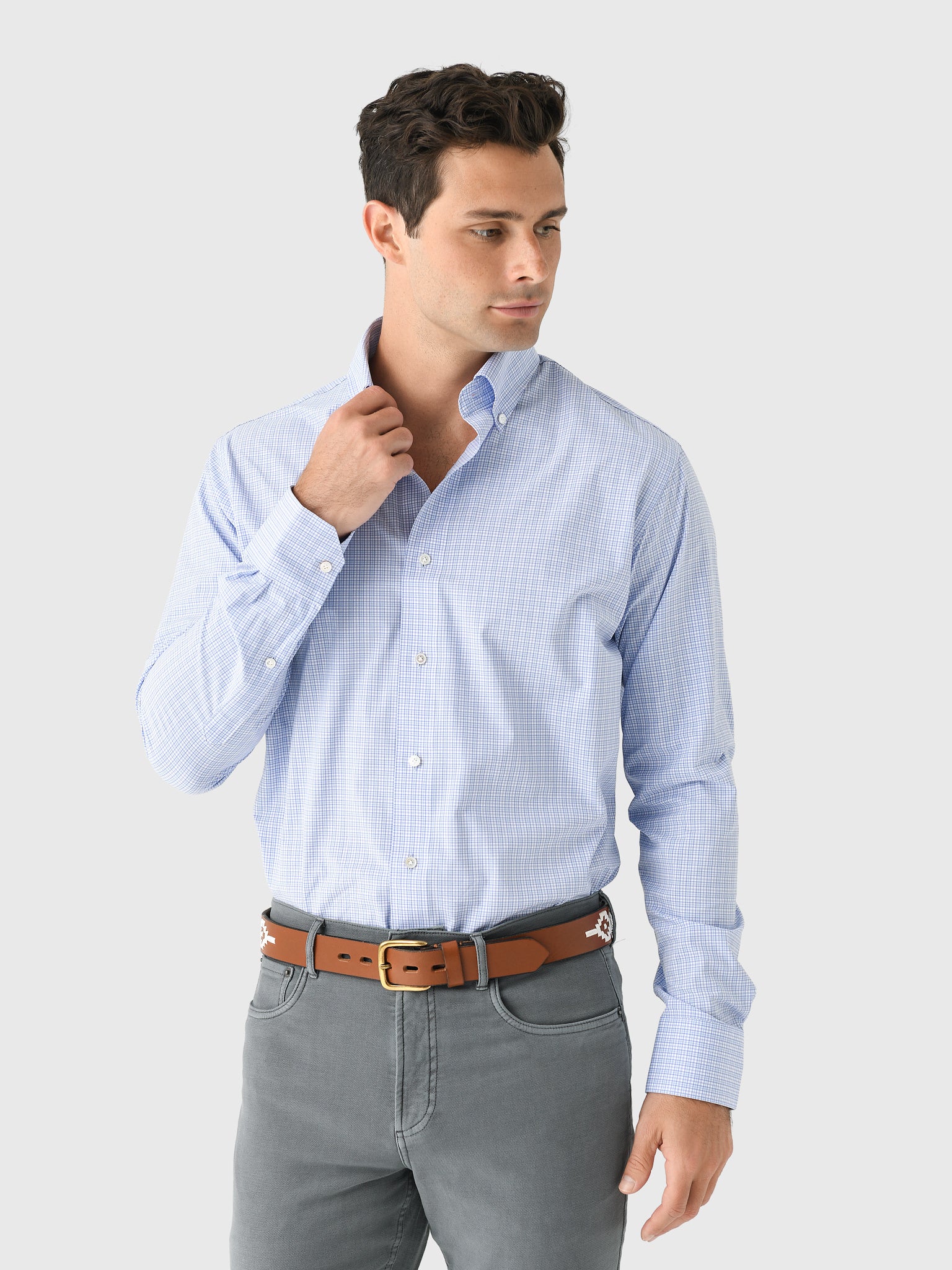 Peter Millar Crown Crafted Men's Porter Performance Poplin Sport Shirt - Saint Bernard