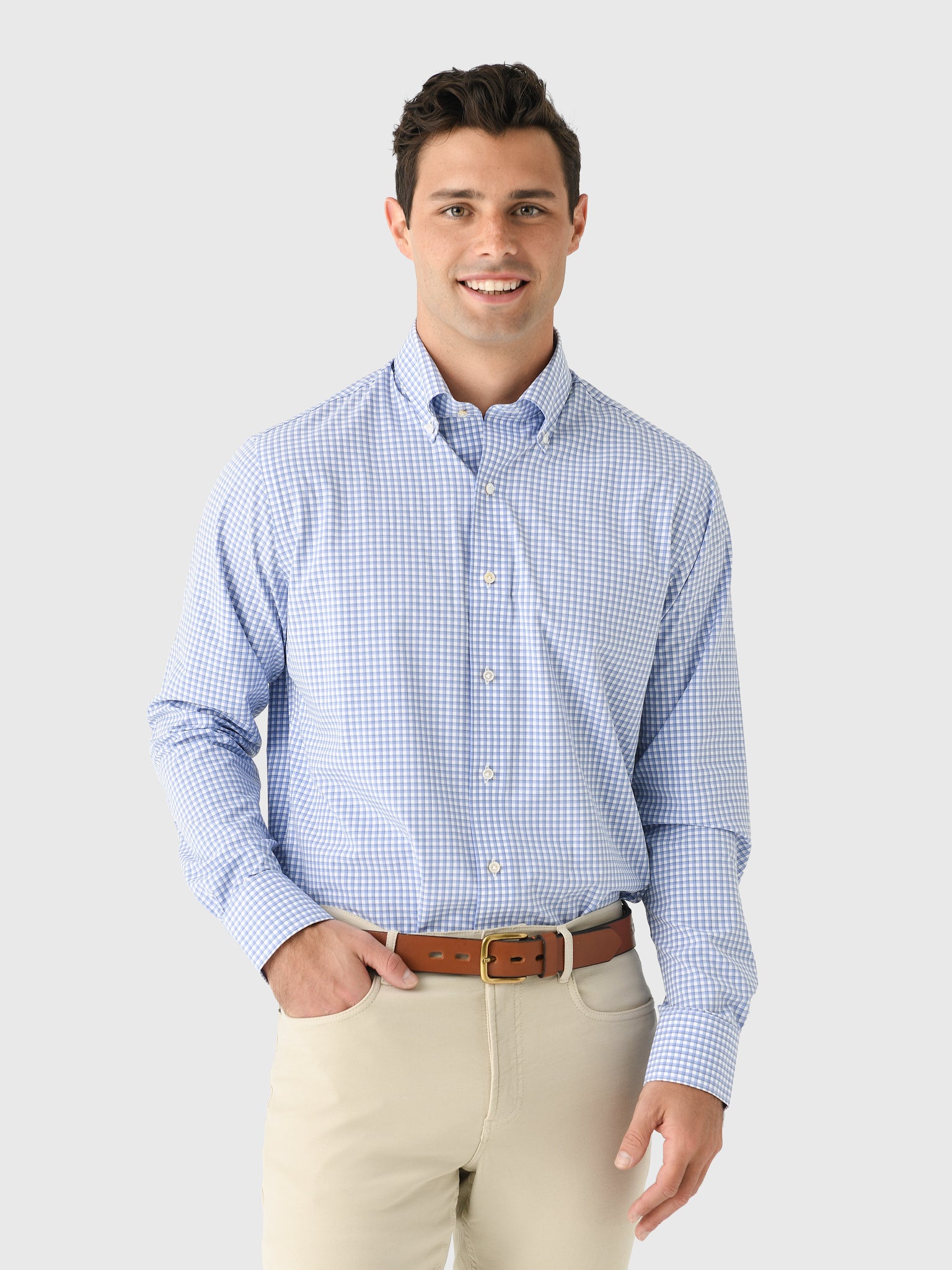 Peter Millar Crown Crafted Men's Mitchell Performance Poplin Sport Shirt - Saint Bernard