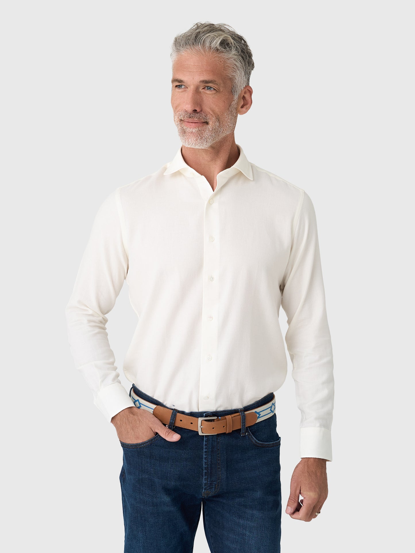 Peter Millar Crown Crafted Men's Amble Solid Sport Shirt - Saint Bernard