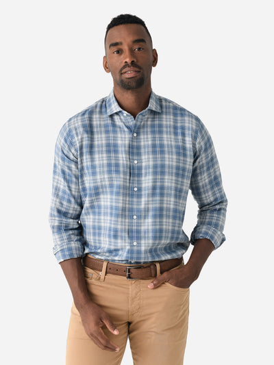 Peter Millar Crown Crafted Men's Riccia Italian Flannel Sport Shirt - Saint Bernard