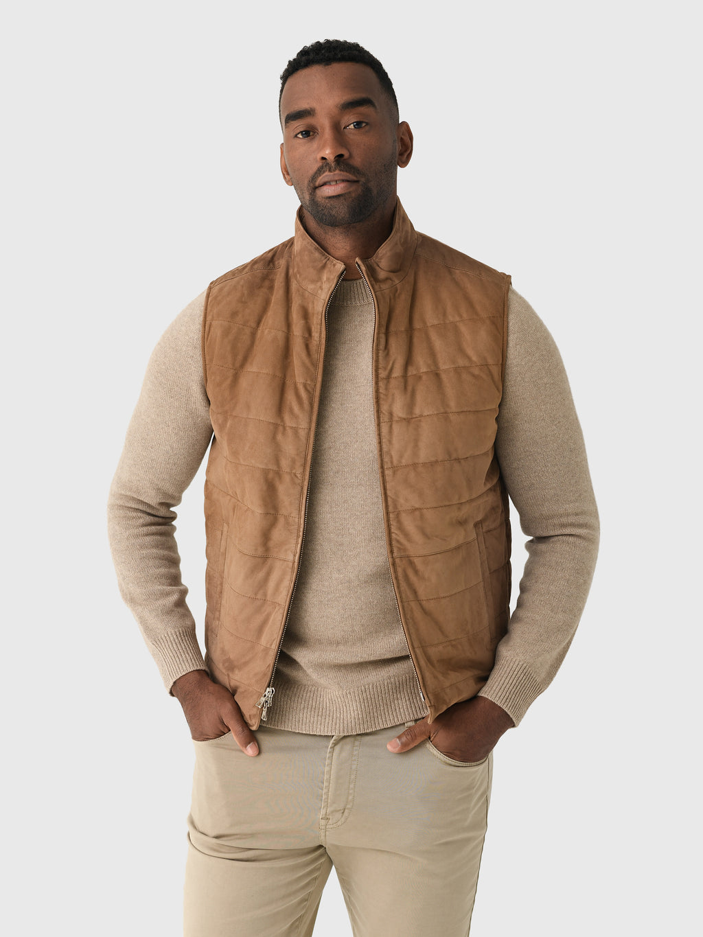 Peter Millar Crown Crafted Men's Featherweight Suede Vest - Saint Bernard