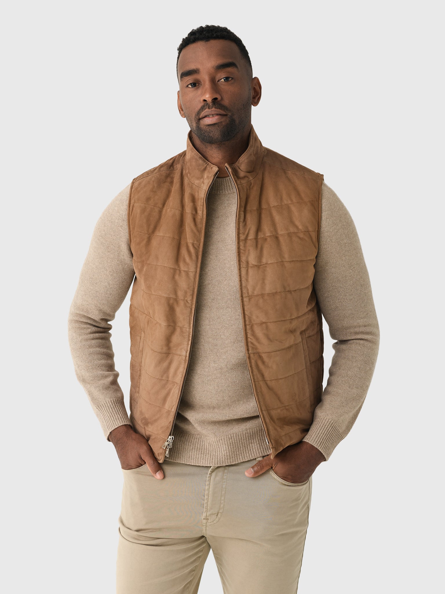 Peter Millar Crown Crafted Men's Featherweight Suede Vest - Saint Bernard