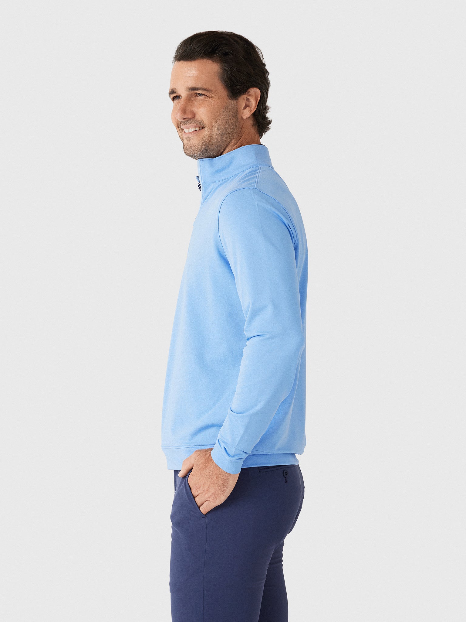 Peter Millar Crown Sport Men's Perth Mélange Performance Quarter-Zip - Saint Bernard