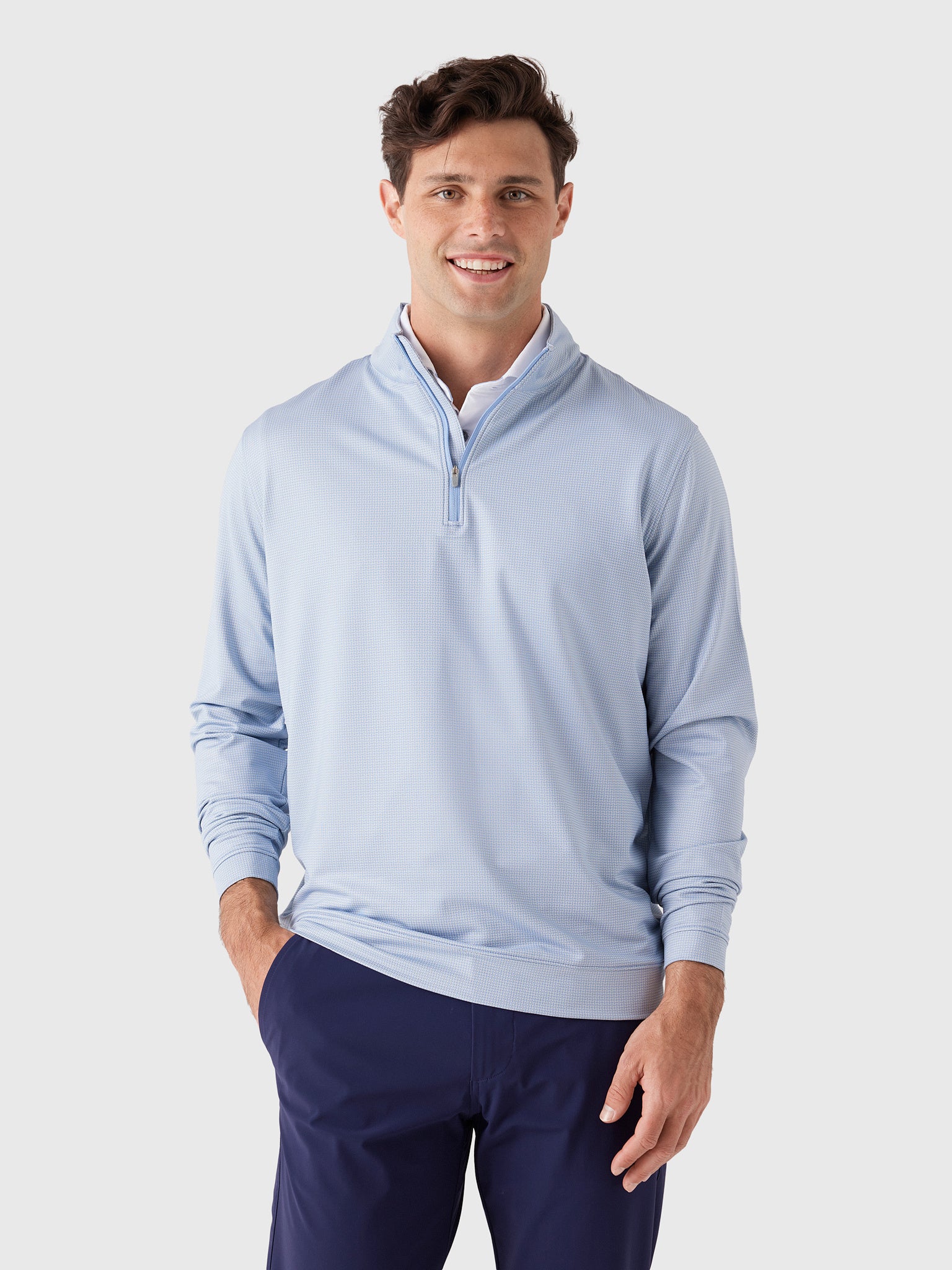 Peter Millar Crown Sport Men's Perth Basketweave Performance Quarter-Zip - Saint Bernard