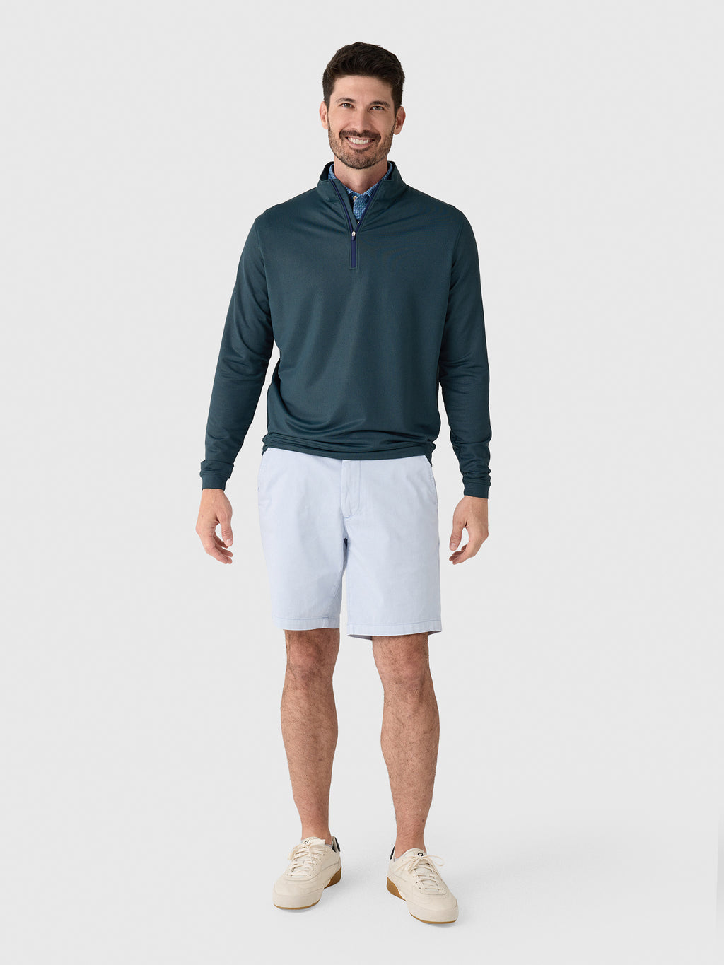Peter Millar Crown Sport Men's Perth Herringbone Performance Quarter-Zip - Saint Bernard