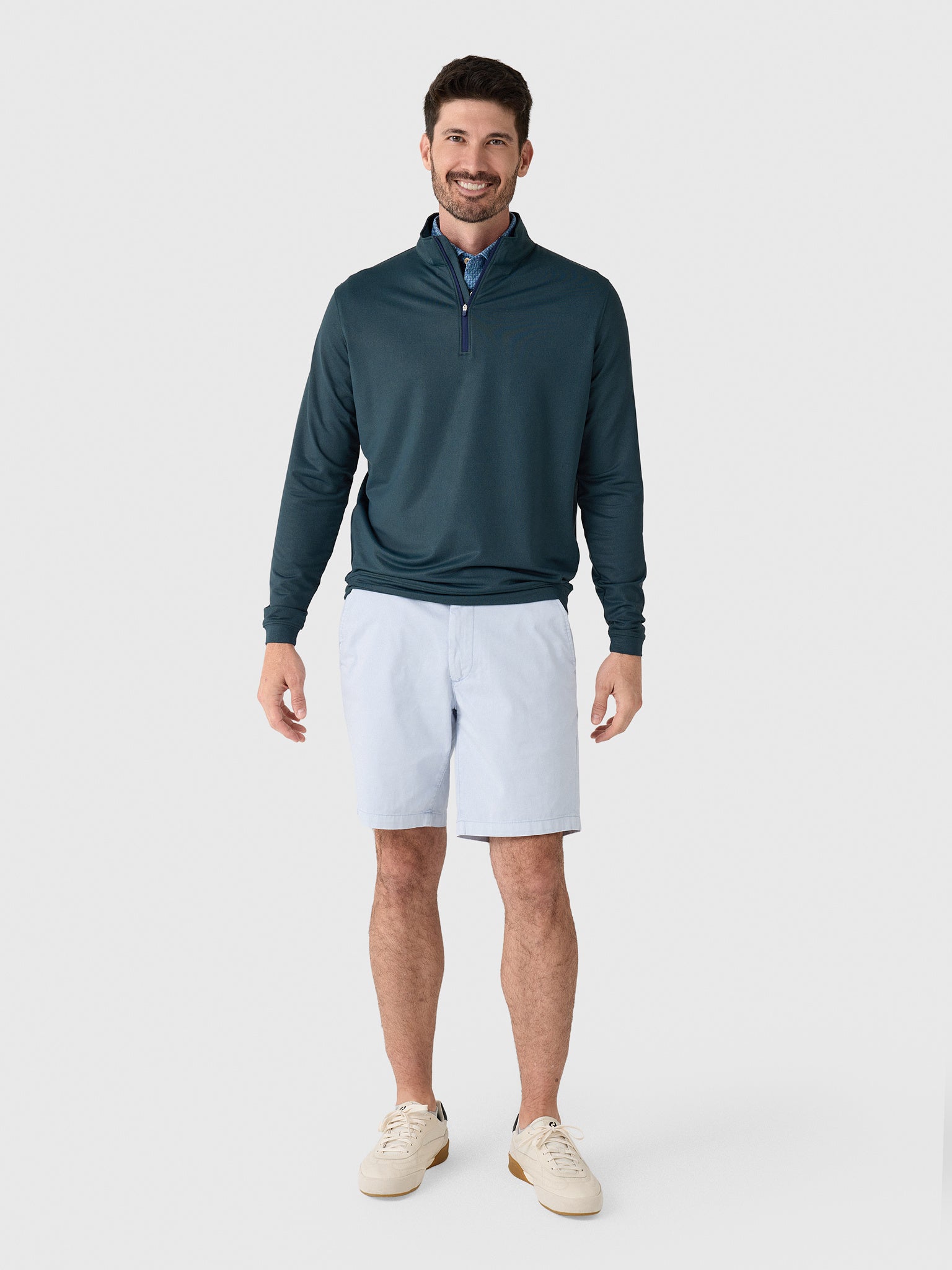 Peter Millar Crown Sport Men's Perth Herringbone Performance Quarter-Zip - Saint Bernard