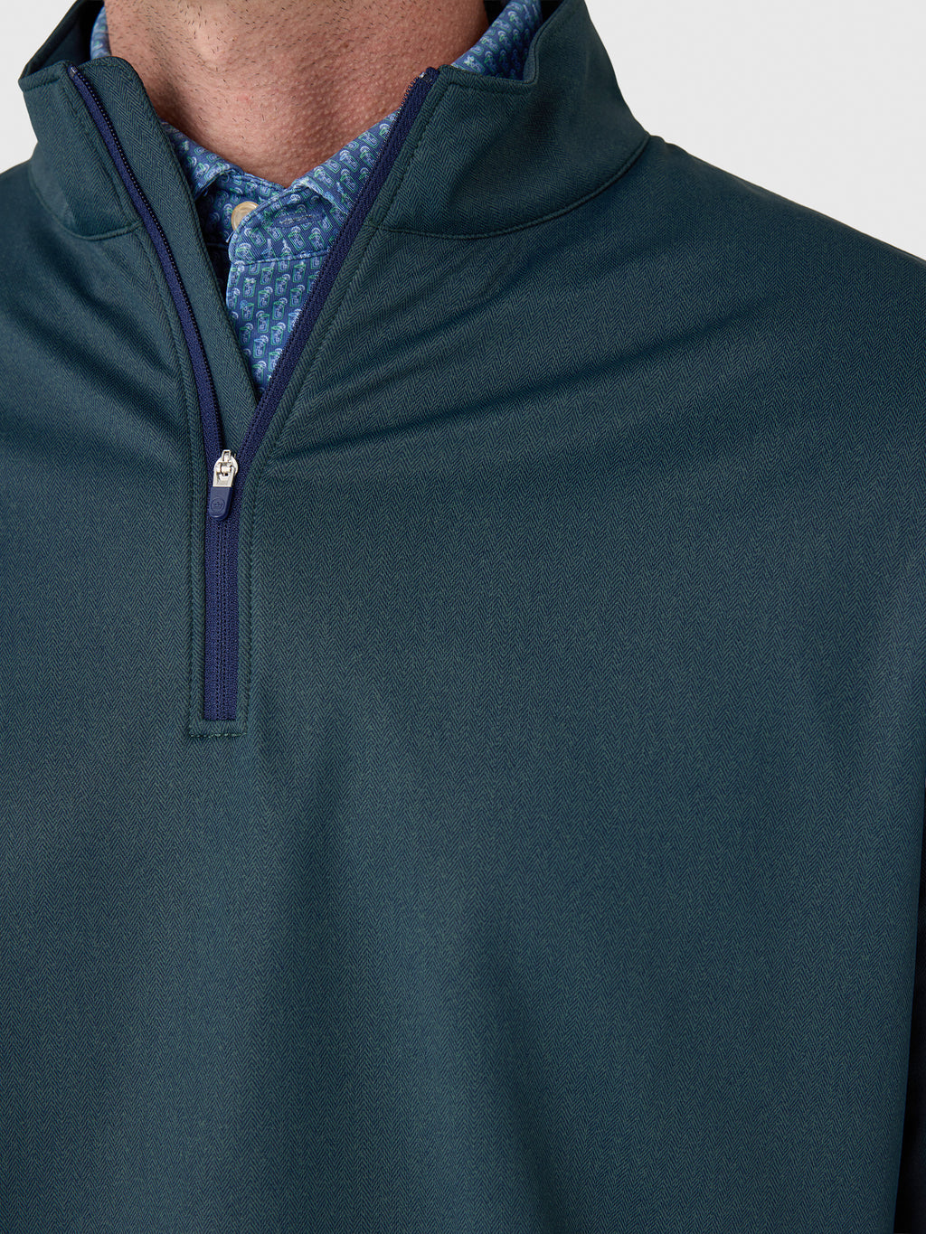 Peter Millar Crown Sport Men's Perth Herringbone Performance Quarter-Zip - Saint Bernard