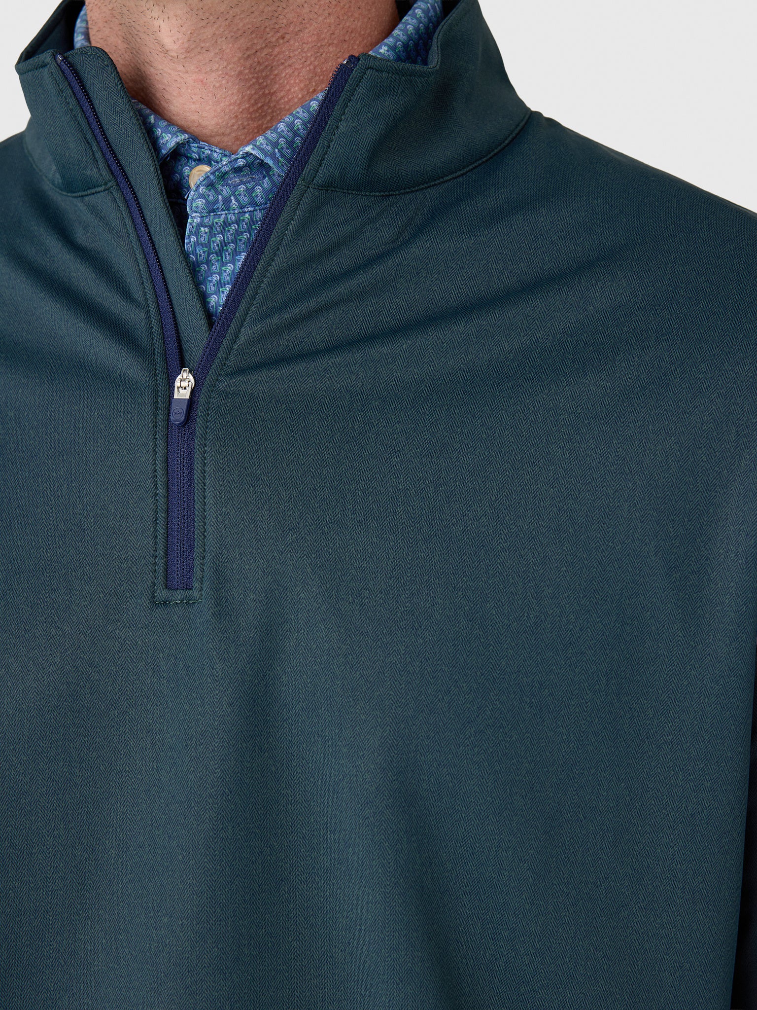 Peter Millar Crown Sport Men's Perth Herringbone Performance Quarter-Zip - Saint Bernard