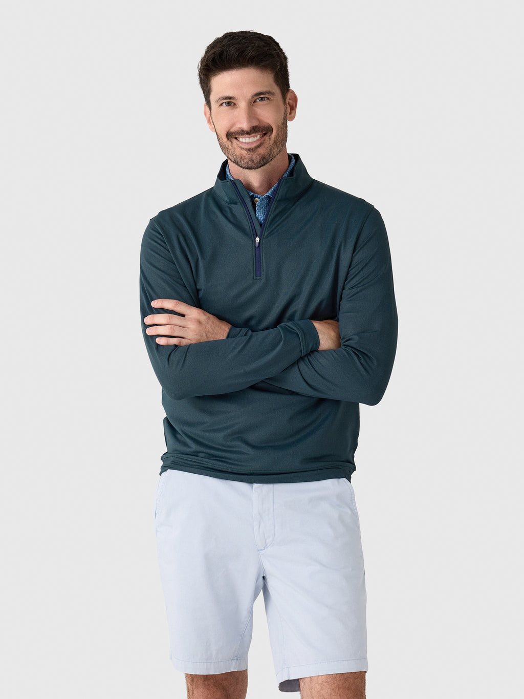 Peter Millar Crown Sport Men's Perth Herringbone Performance Quarter-Zip - Saint Bernard