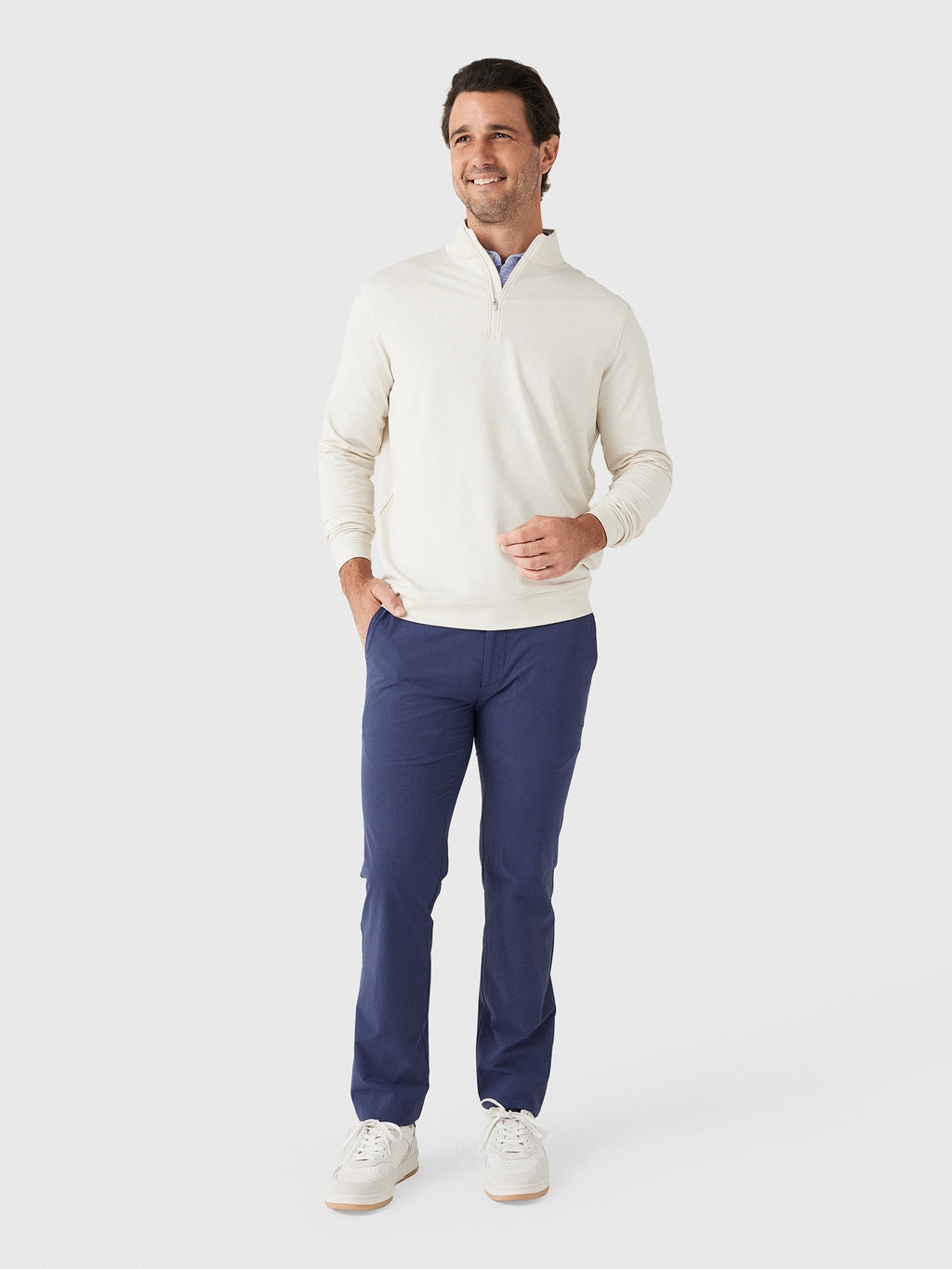 Peter Millar Crown Sport Men's Perth Sugar Stripe Performance Quarter-Zip - Saint Bernard