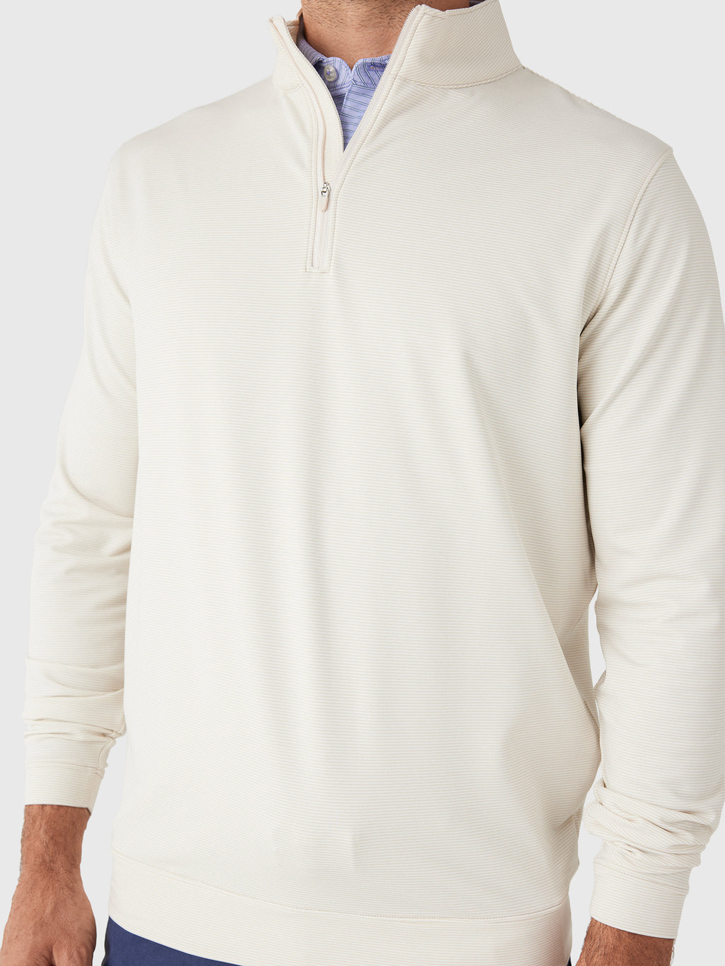 Peter Millar Crown Sport Men's Perth Sugar Stripe Performance Quarter-Zip - Saint Bernard