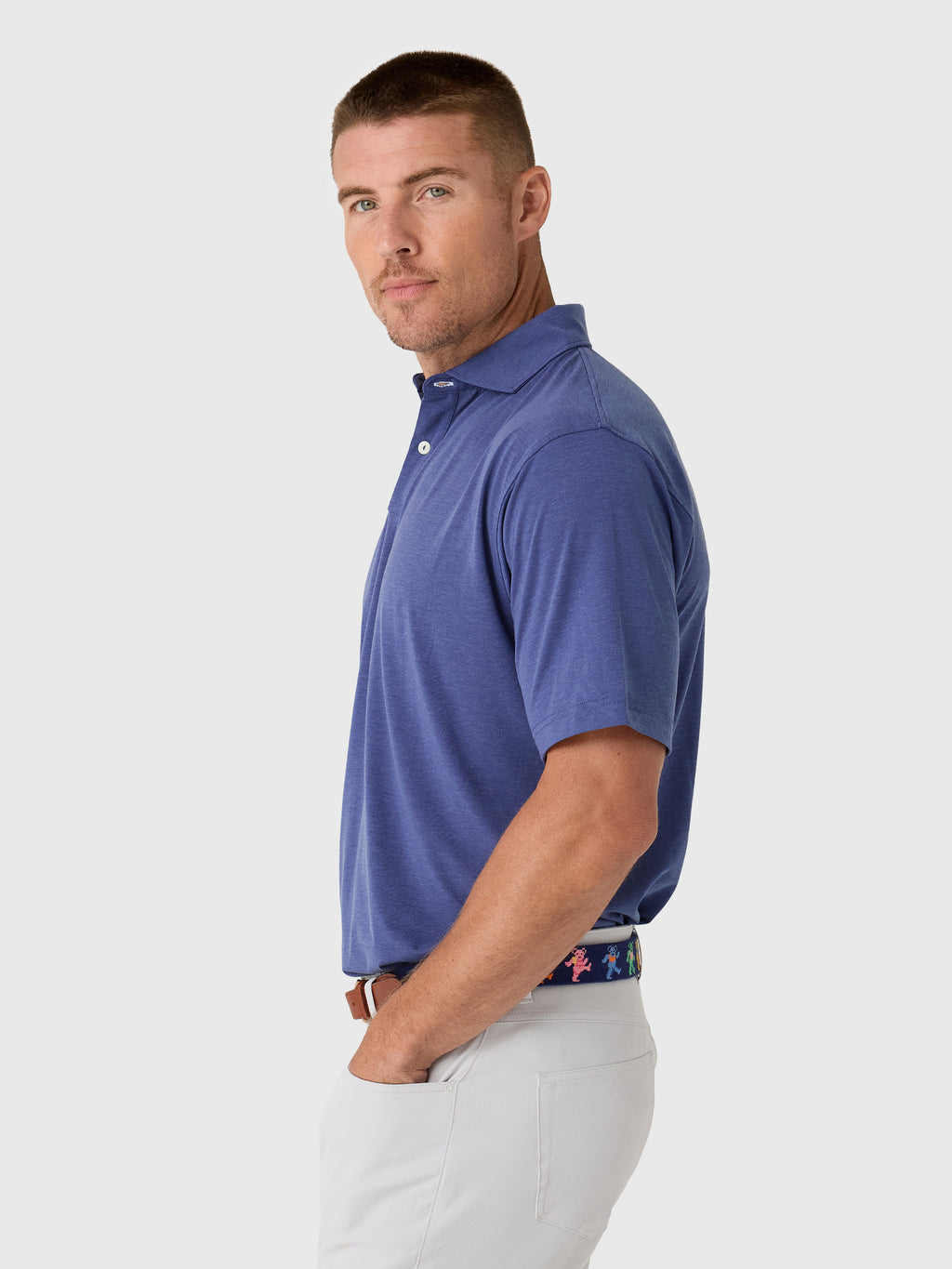 Peter Millar Crown Sport Men's Effortless Technical Comfort Performance Jersey Polo - Saint Bernard