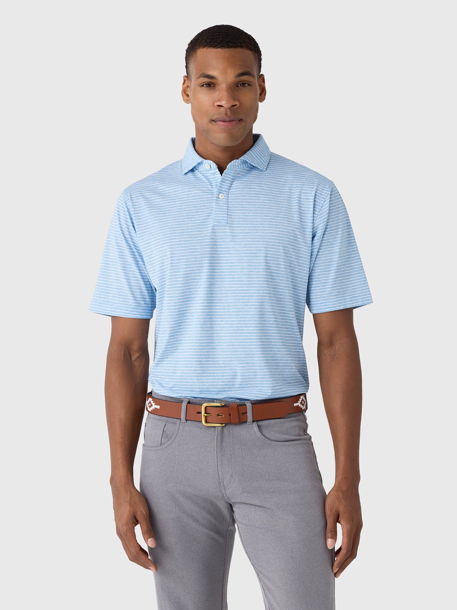 Peter Millar Crown Sport Men's Effortless Technical Comfort Stripe Performance Jersey Polo - Saint Bernard