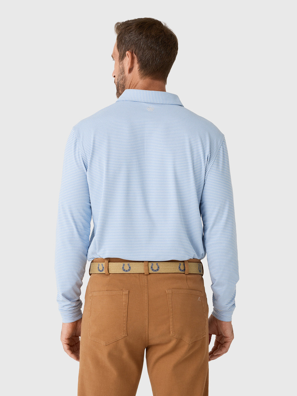 Peter Millar Crown Sport Men's Lyons Stripe Long-Sleeve Performance Jersey Polo - Saint Bernard