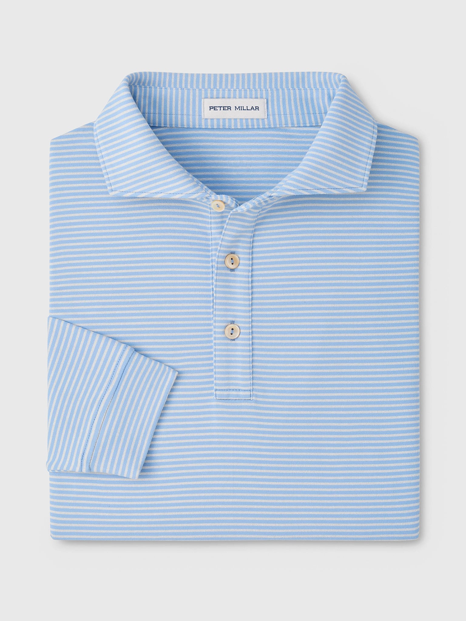Peter Millar Crown Sport Men's Lyons Stripe Long-Sleeve Performance Jersey Polo - Saint Bernard