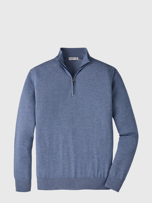 Peter Millar Crown Men's Canton Stripe Quarter-Zip Sweater - Saint Bernard