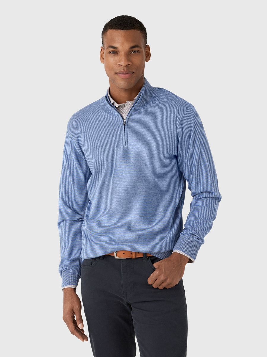 Peter Millar Crown Men's Canton Stripe Quarter-Zip Sweater - Saint Bernard