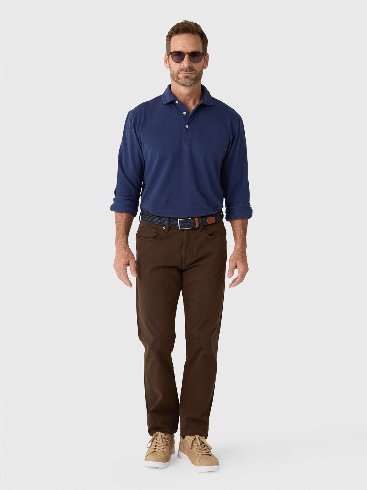 Peter Millar Crown Men's Flex Cotton Long-Sleeve Polo - Saint Bernard