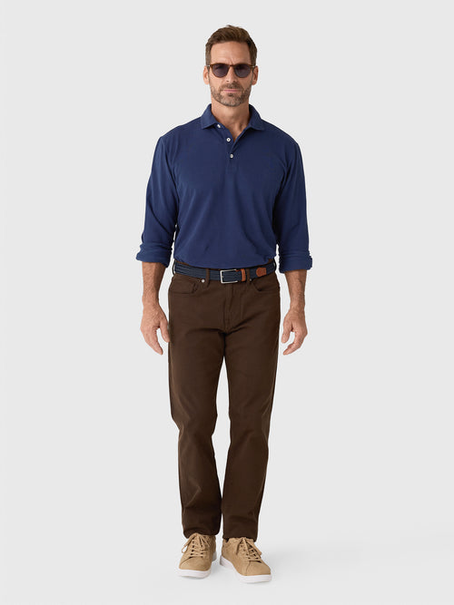 Peter Millar Crown Men's Flex Cotton Long-Sleeve Polo - Saint Bernard