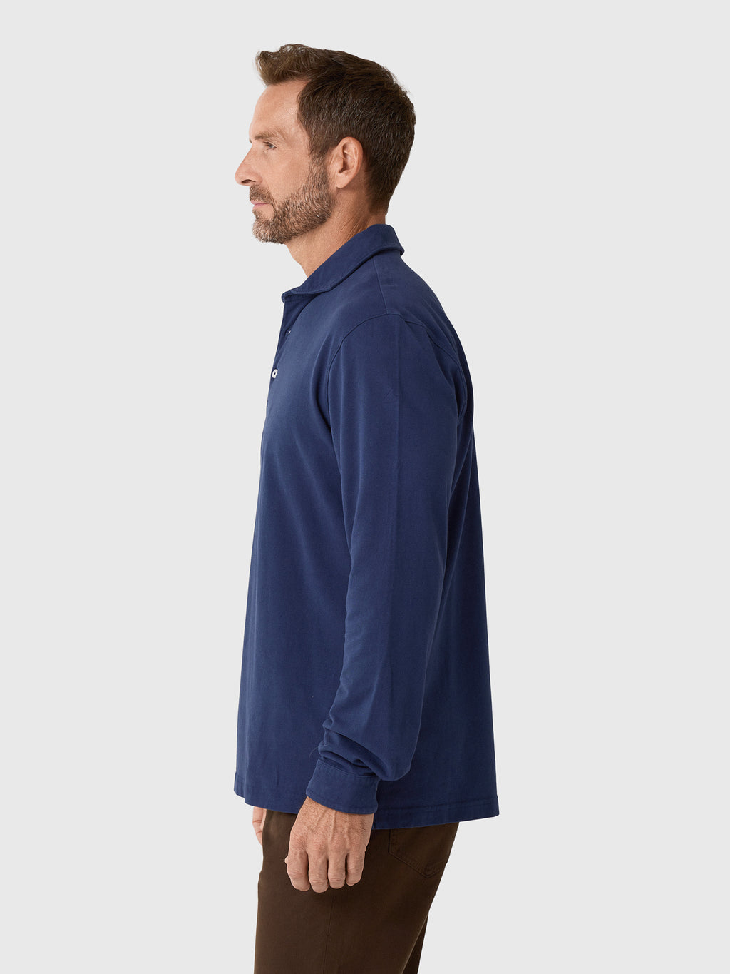 Peter Millar Crown Men's Flex Cotton Long-Sleeve Polo - Saint Bernard