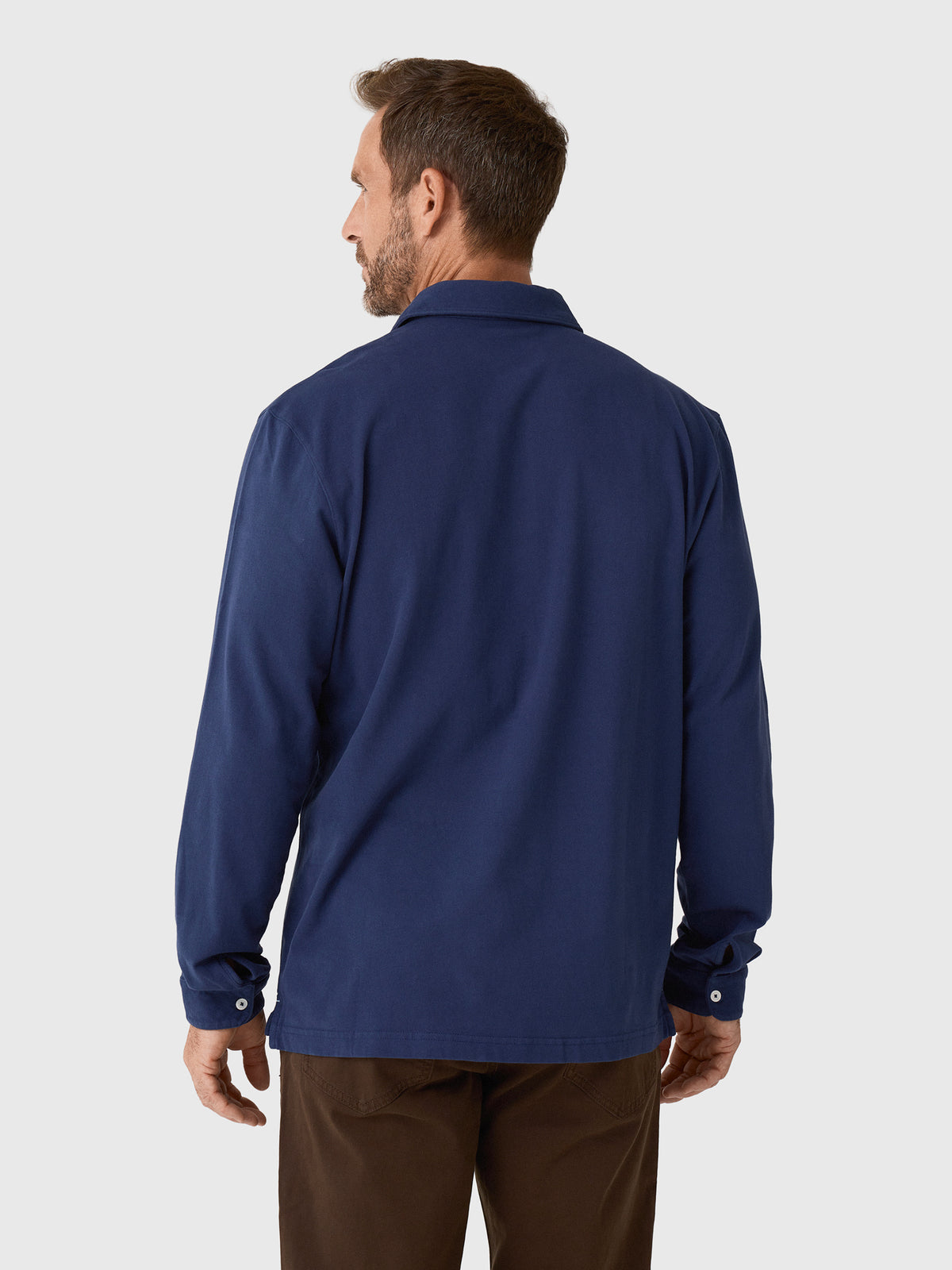 Peter Millar Crown Men's Flex Cotton Long-Sleeve Polo - Saint Bernard