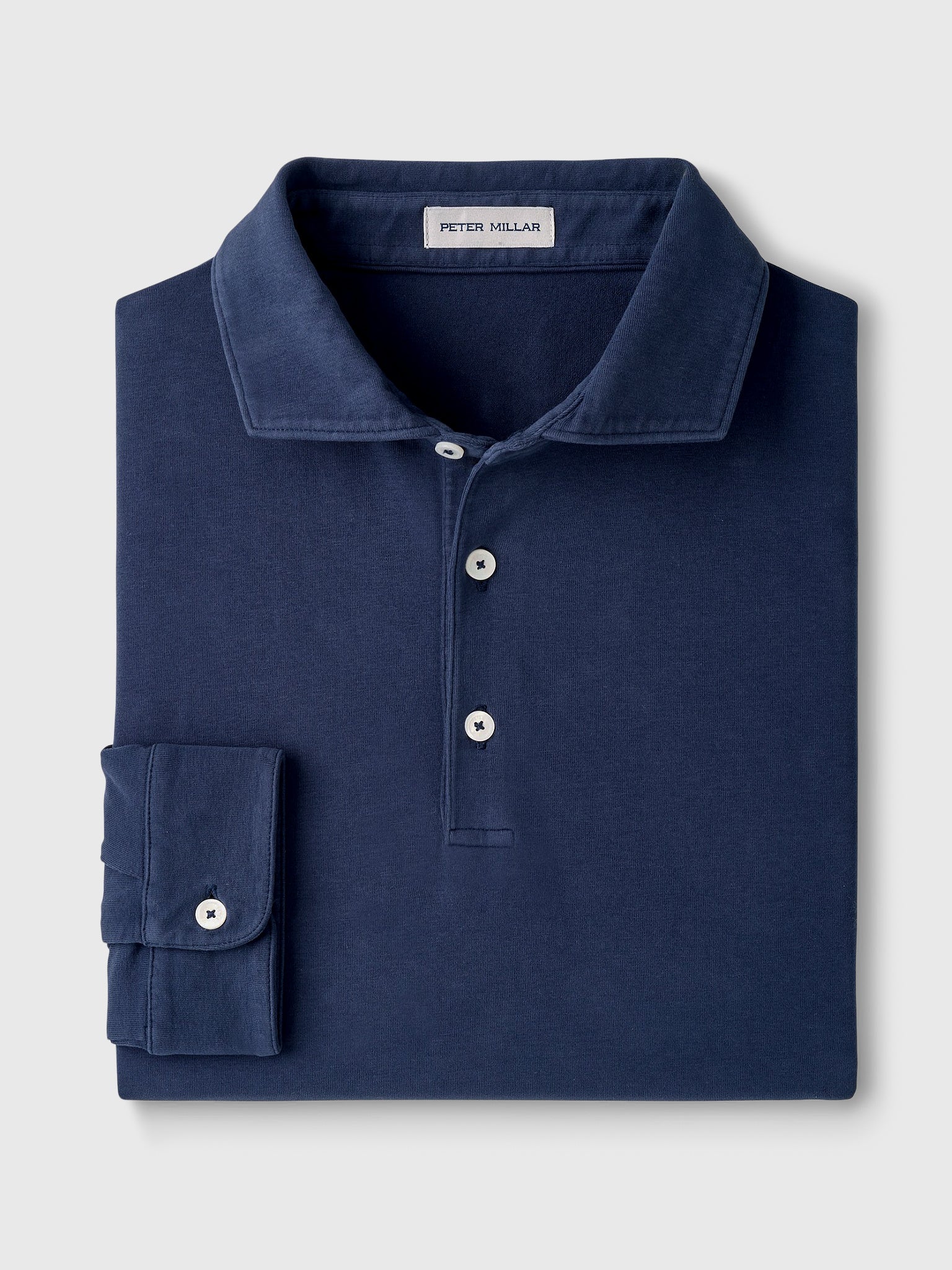 Peter Millar Crown Men's Flex Cotton Long-Sleeve Polo - Saint Bernard