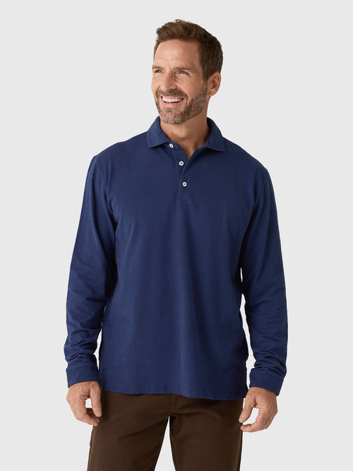 Peter Millar Crown Men's Flex Cotton Long-Sleeve Polo - Saint Bernard