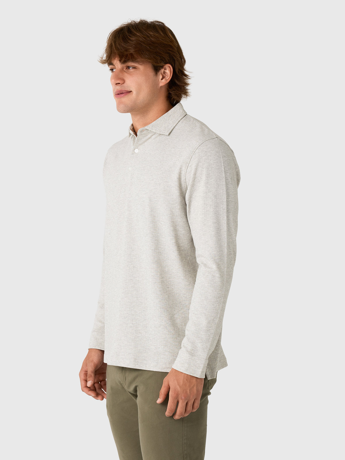 Peter Millar Crown Men's Herringbone Long Sleeve Polo - Saint Bernard