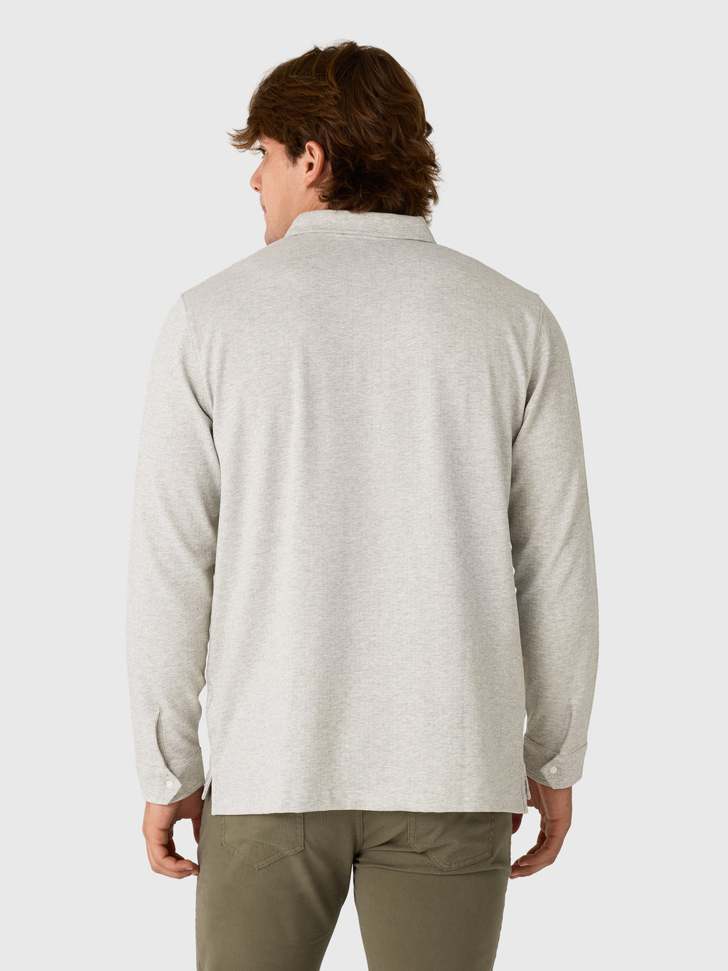 Peter Millar Crown Men's Herringbone Long Sleeve Polo - Saint Bernard