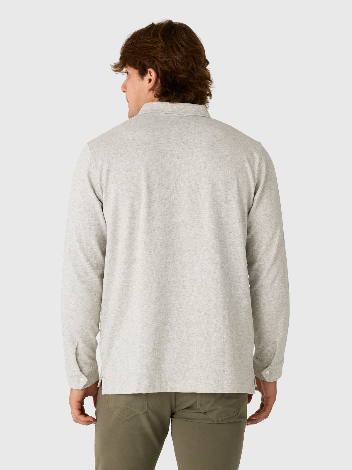 Peter Millar Crown Men's Herringbone Long Sleeve Polo - Saint Bernard