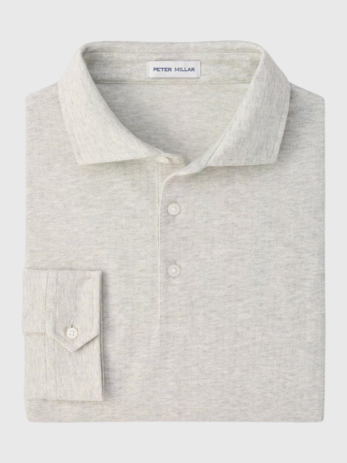 Peter Millar Crown Men's Herringbone Long Sleeve Polo - Saint Bernard