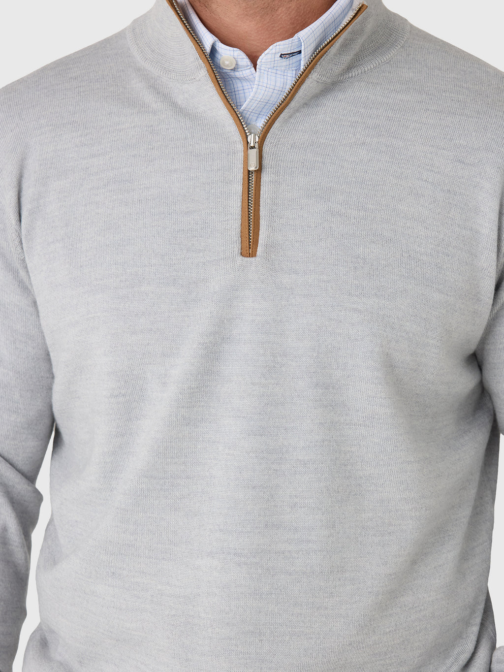 Peter Millar Crown Men's Autumn Crest Suede Trim Quarter-Zip - Saint Bernard