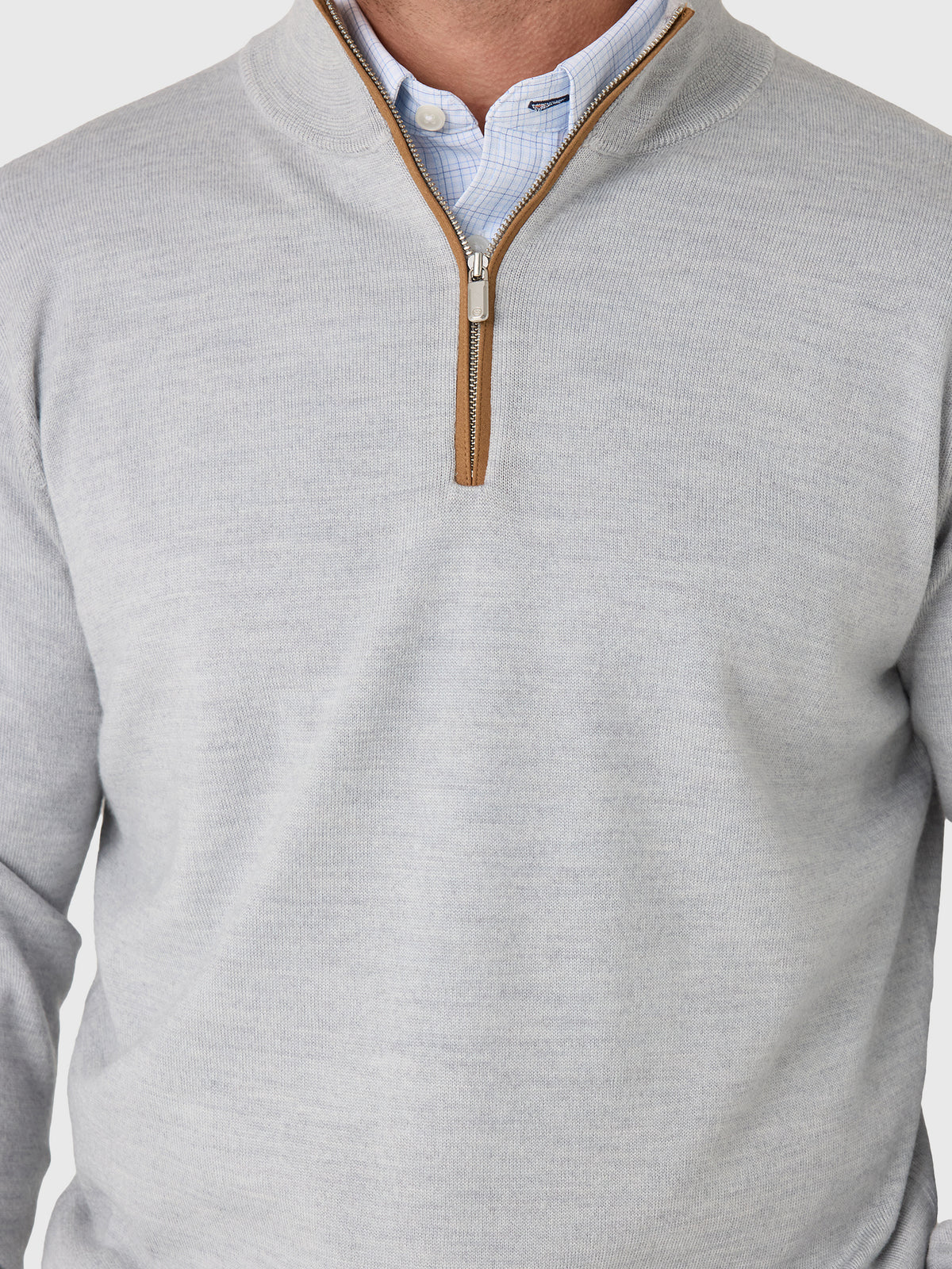 Peter Millar Crown Men's Autumn Crest Suede Trim Quarter-Zip - Saint Bernard
