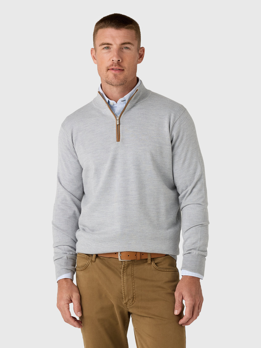 Peter Millar Crown Men's Autumn Crest Suede Trim Quarter-Zip - Saint Bernard