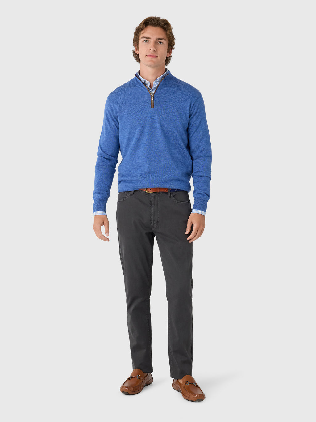Peter Millar Crown Men's Autumn Crest Suede Trim Quarter-Zip - Saint Bernard