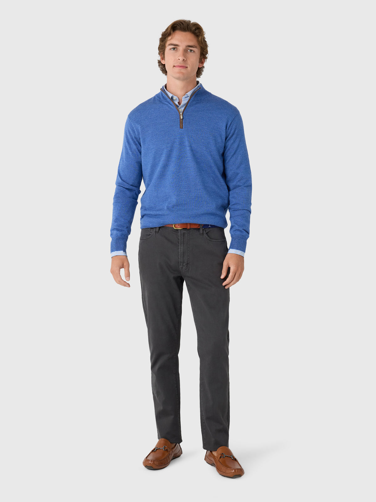 Peter Millar Crown Men's Autumn Crest Suede Trim Quarter-Zip - Saint Bernard